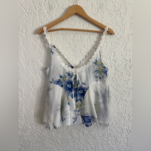 Beautiful RARE Vintage Y2K Babydoll Floral Coquette Fairy Top - Picture 3 of 4